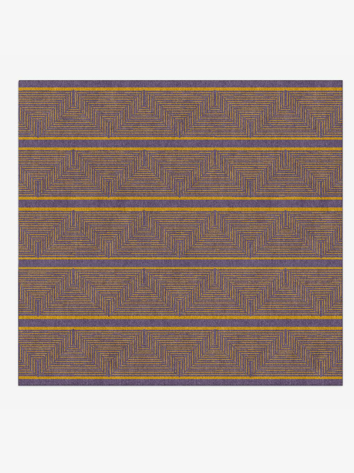 Line Lanes Modern Geometrics Square Hand Knotted Tibetan Wool Custom Rug by Rug Artisan
