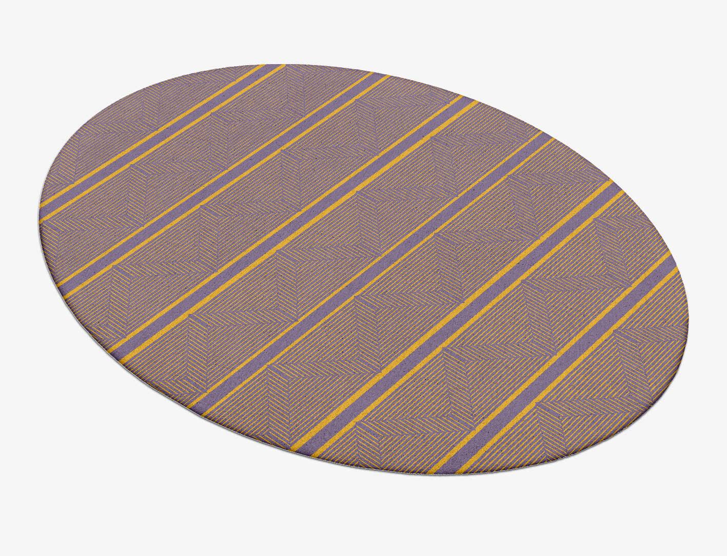 Line Lanes Modern Geometrics Oval Hand Tufted Pure Wool Custom Rug by Rug Artisan