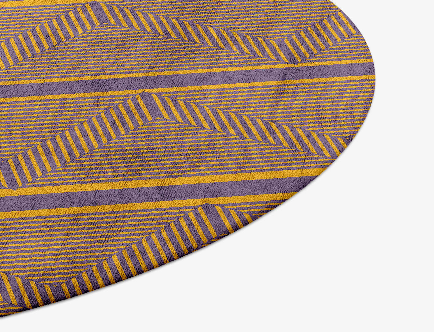 Line Lanes Modern Geometrics Round Hand Tufted Bamboo Silk Custom Rug by Rug Artisan