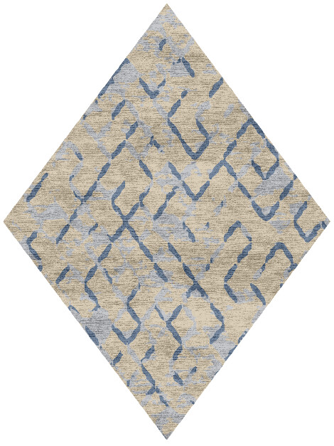 Linkage Cerulean Diamond Hand Knotted Bamboo Silk Custom Rug by Rug Artisan