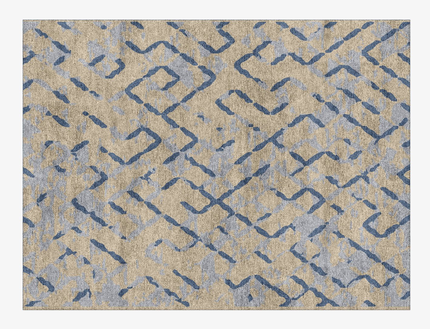 Linkage Cerulean Rectangle Hand Knotted Bamboo Silk Custom Rug by Rug Artisan
