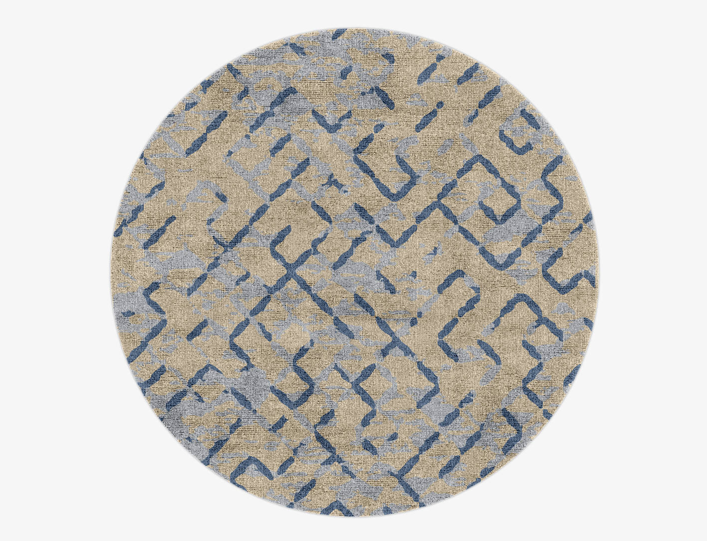 Linkage Cerulean Round Hand Knotted Bamboo Silk Custom Rug by Rug Artisan