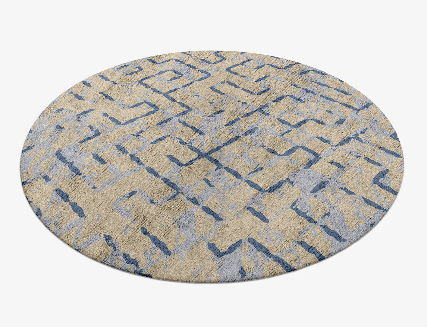 Linkage Cerulean Round Hand Knotted Bamboo Silk Custom Rug by Rug Artisan