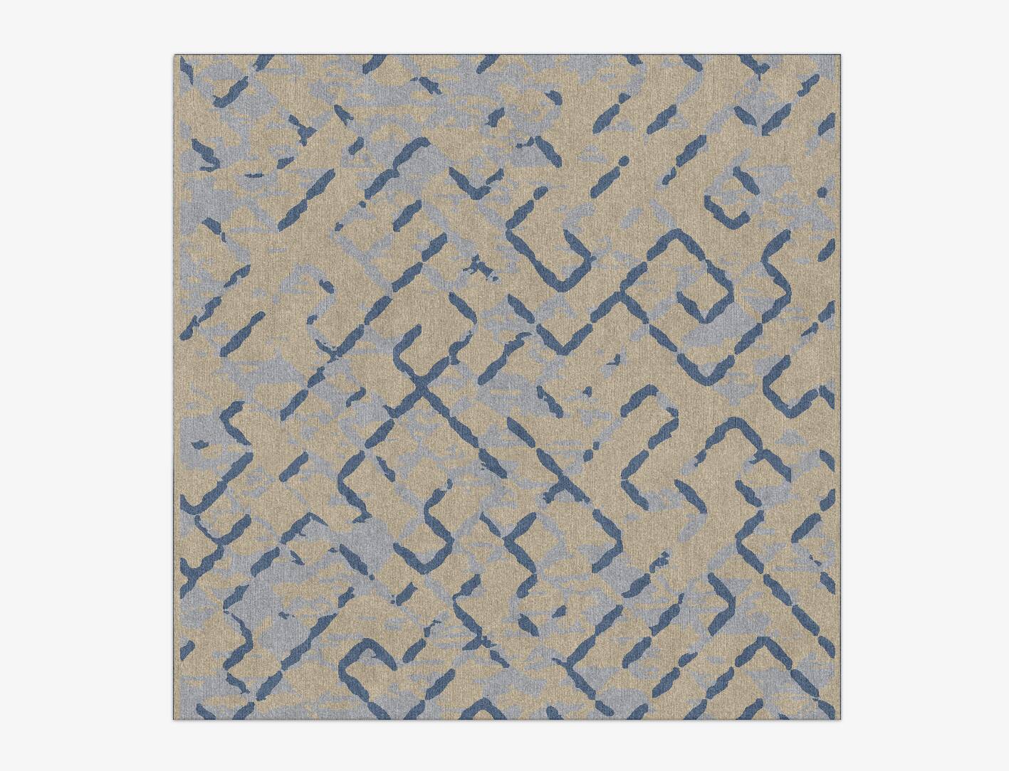 Linkage Cerulean Square Hand Knotted Tibetan Wool Custom Rug by Rug Artisan