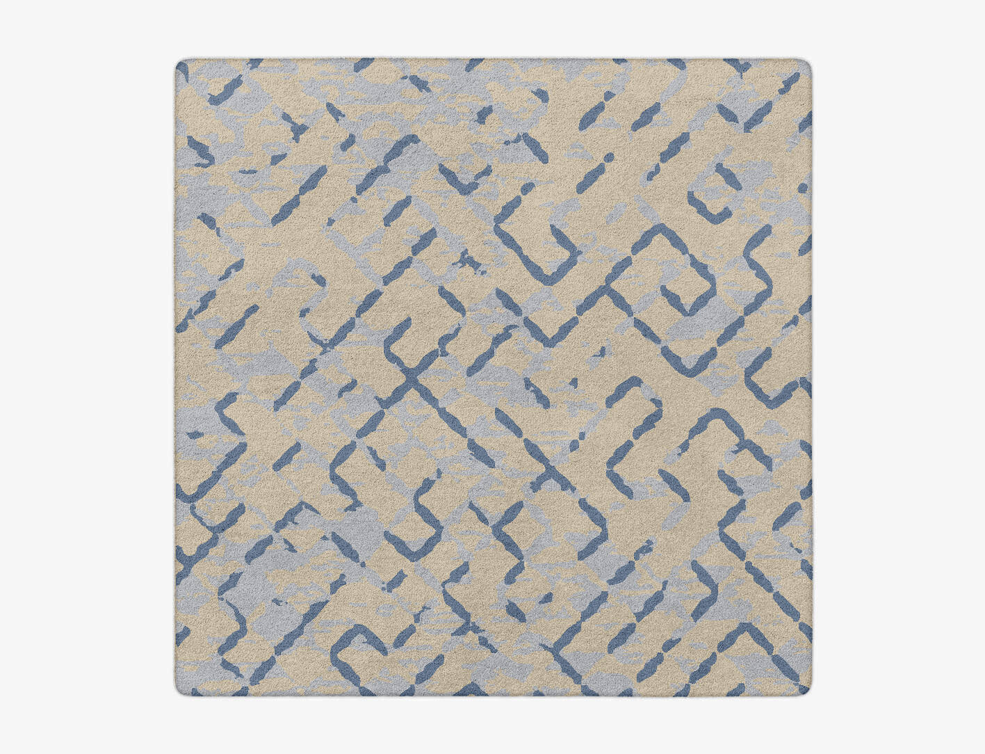 Linkage Cerulean Square Hand Tufted Pure Wool Custom Rug by Rug Artisan