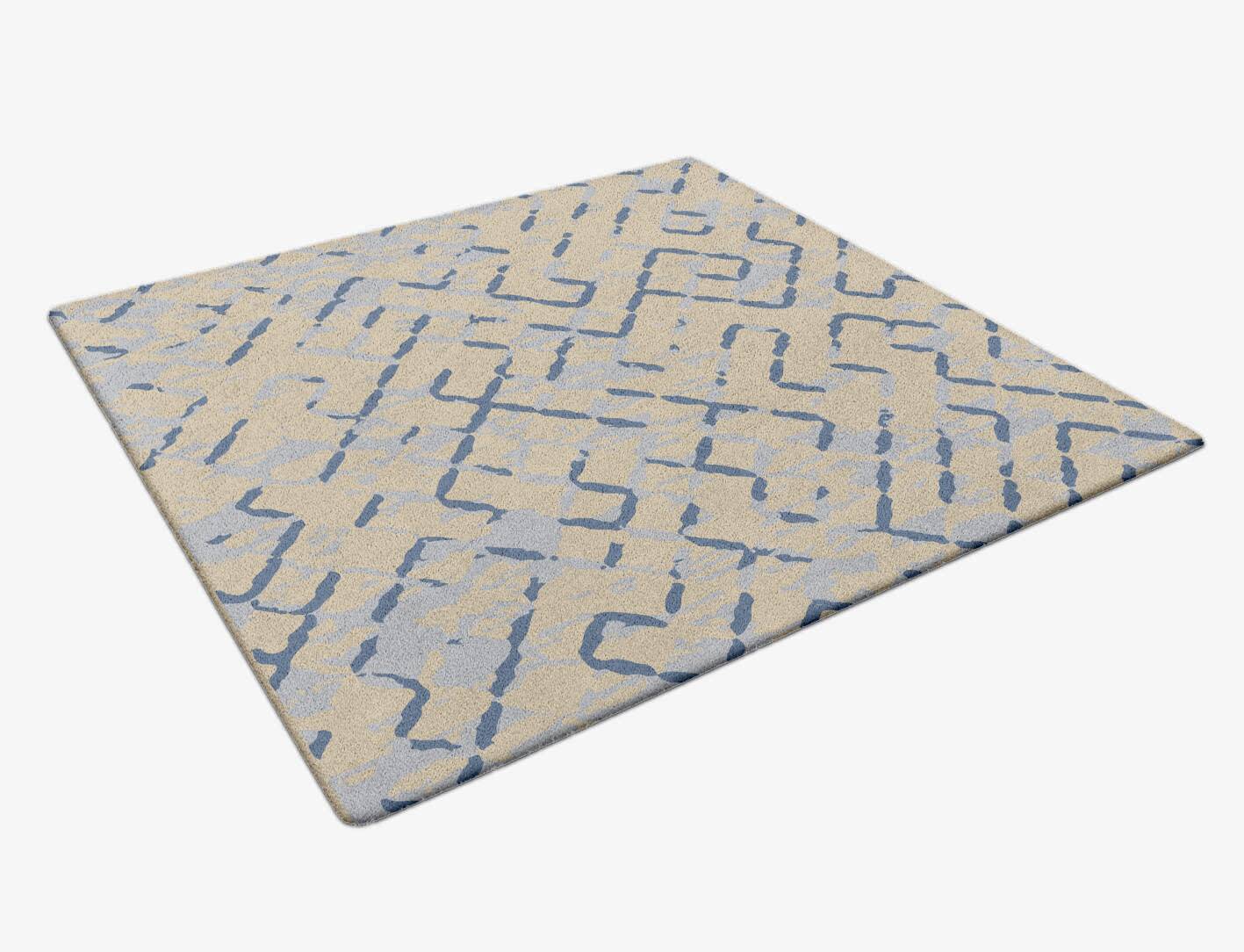 Linkage Cerulean Square Hand Tufted Pure Wool Custom Rug by Rug Artisan