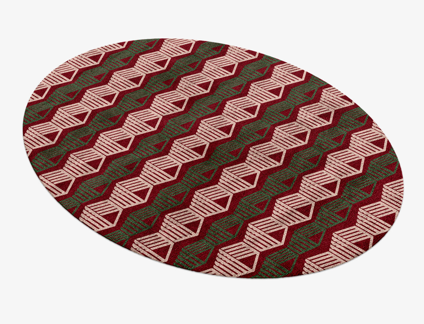Links Modern Geometrics Oval Hand Knotted Bamboo Silk Custom Rug by Rug Artisan