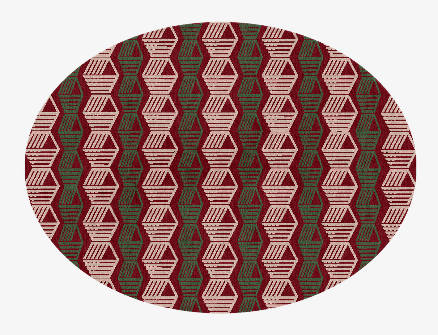 Links Modern Geometrics Oval Hand Knotted Tibetan Wool Custom Rug by Rug Artisan