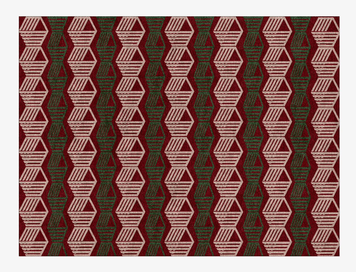 Links Geometric Rectangle Hand Knotted Tibetan Wool Custom Rug by Rug Artisan