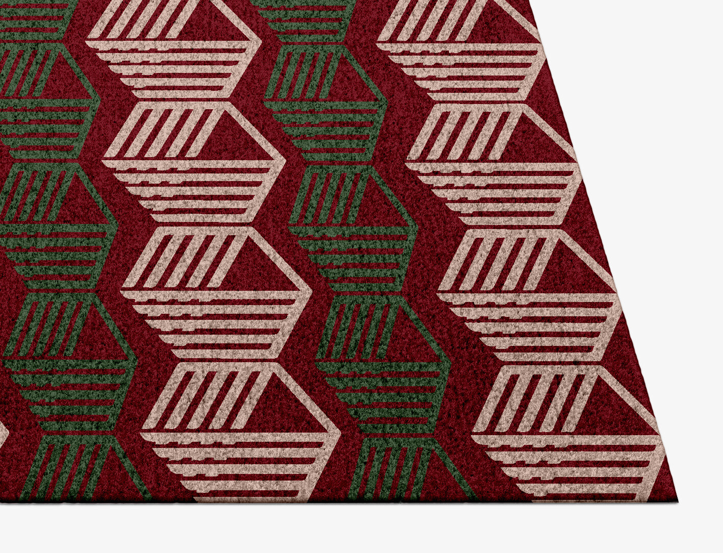 Links Geometric Rectangle Hand Knotted Tibetan Wool Custom Rug by Rug Artisan
