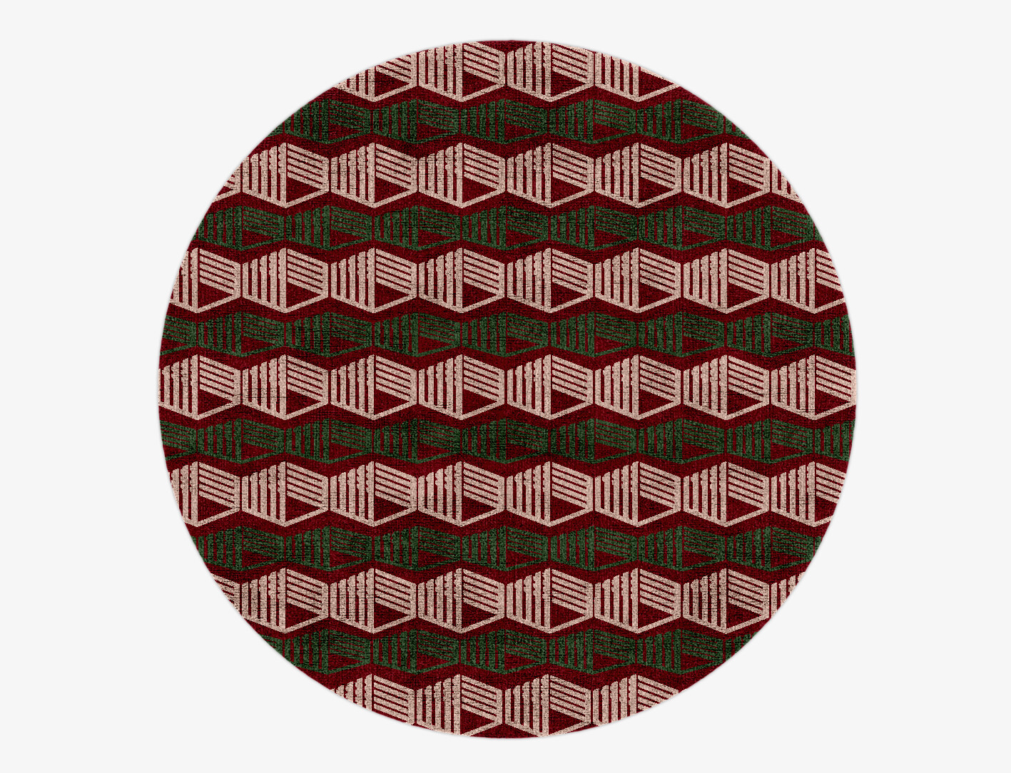 Links Geometric Round Hand Knotted Bamboo Silk Custom Rug by Rug Artisan