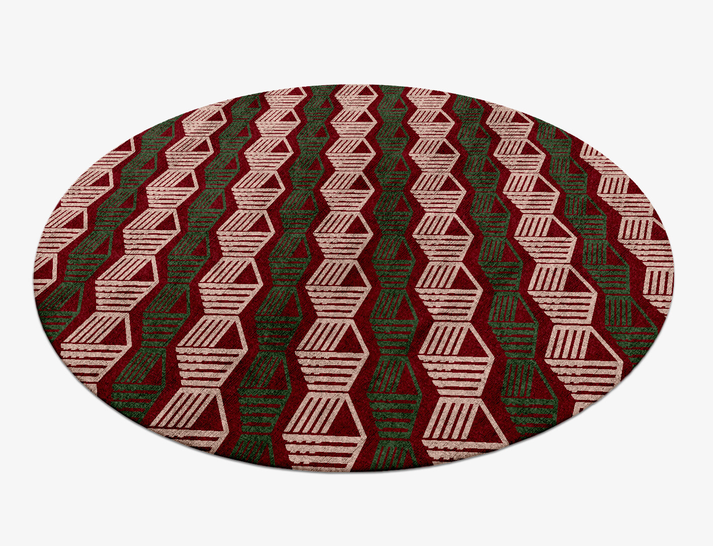 Links Geometric Round Hand Knotted Bamboo Silk Custom Rug by Rug Artisan