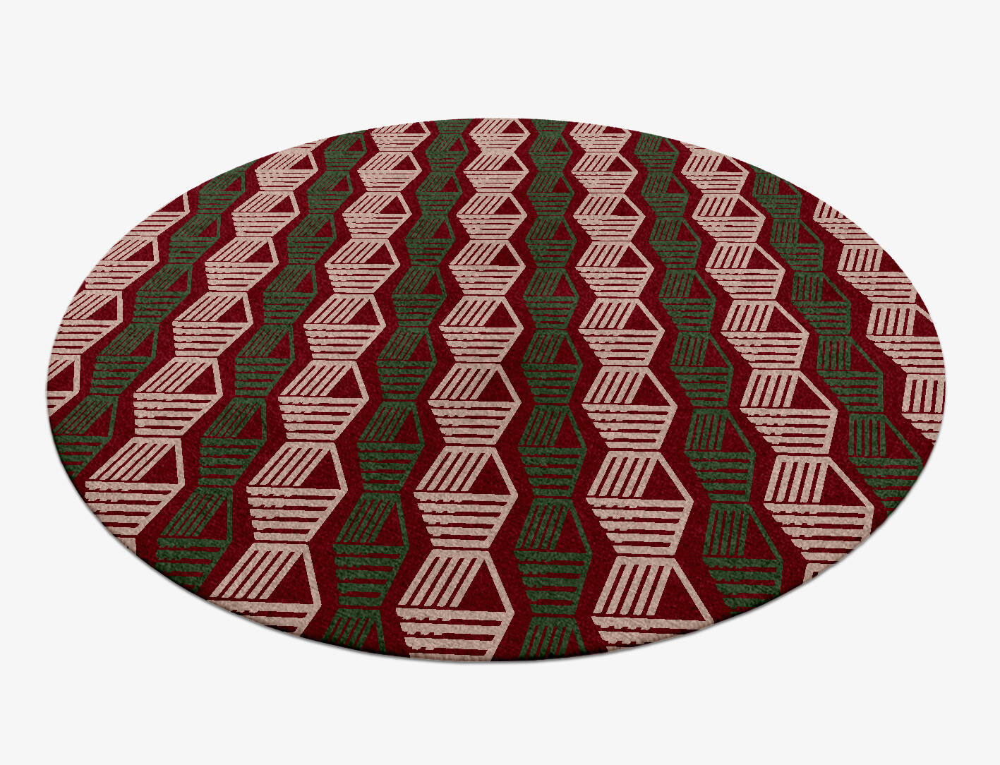 Links Modern Geometrics Round Hand Knotted Tibetan Wool Custom Rug by Rug Artisan