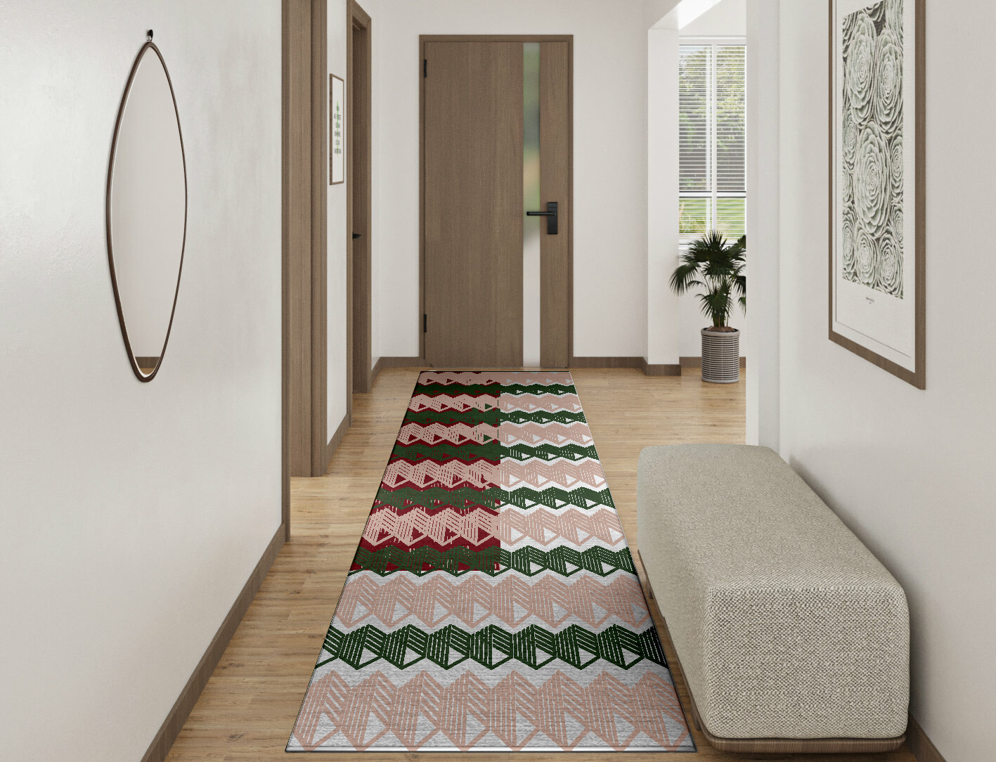 Links Geometric Runner Hand Knotted Tibetan Wool Custom Rug by Rug Artisan