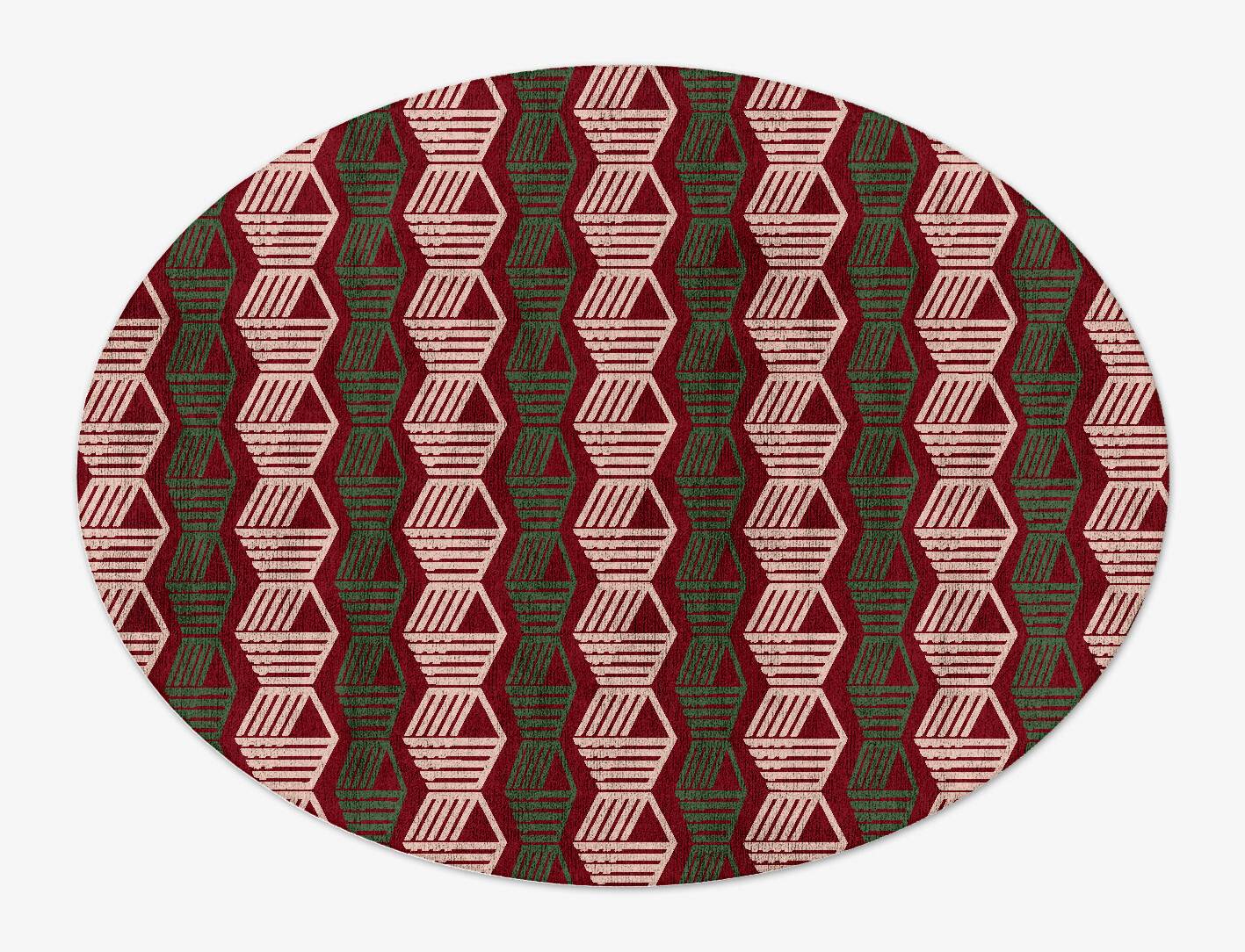 Links Modern Geometrics Oval Hand Tufted Bamboo Silk Custom Rug by Rug Artisan