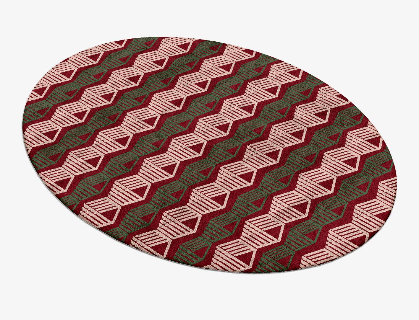 Links Modern Geometrics Oval Hand Tufted Bamboo Silk Custom Rug by Rug Artisan