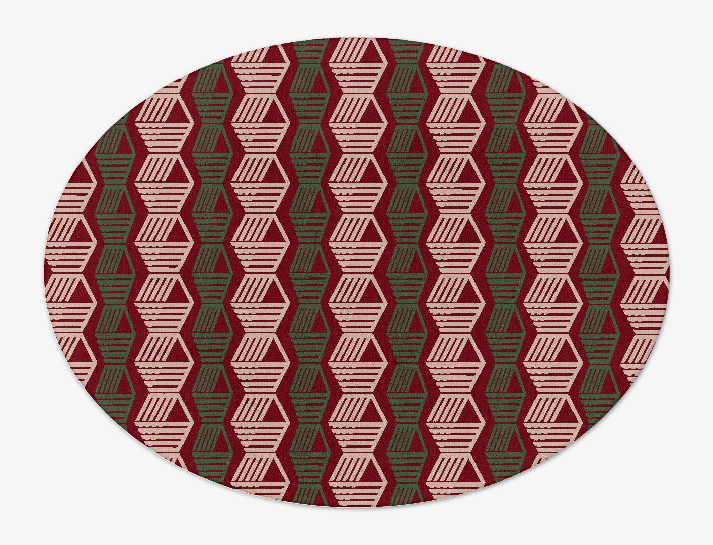 Links Geometric Oval Hand Tufted Pure Wool Custom Rug by Rug Artisan