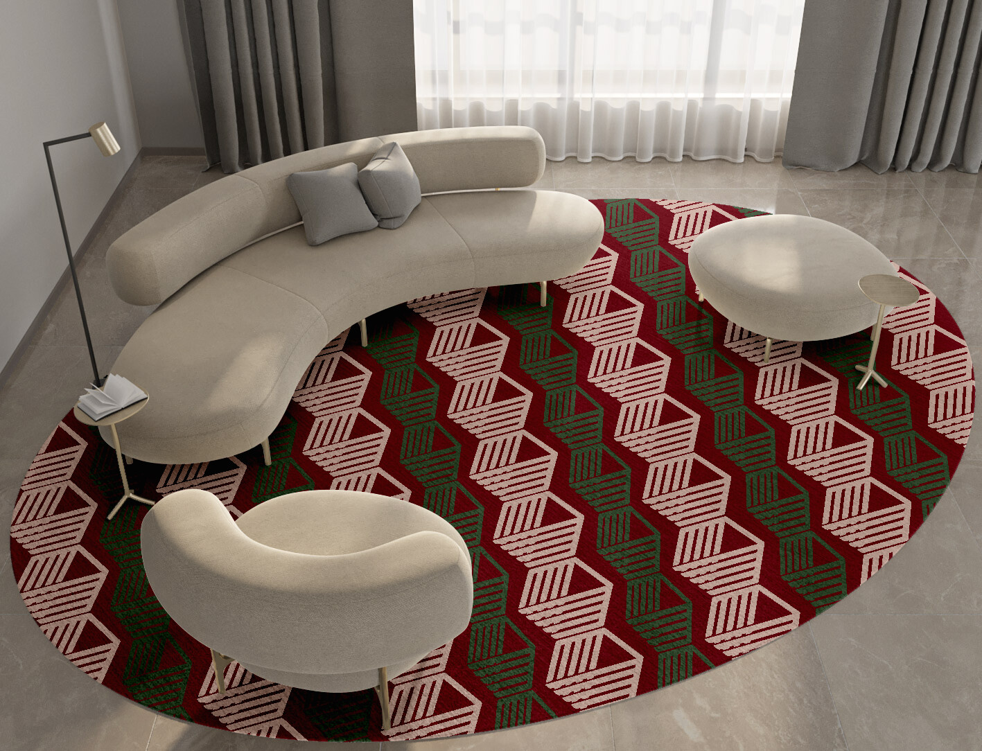 Links Geometric Oval Hand Tufted Pure Wool Custom Rug by Rug Artisan