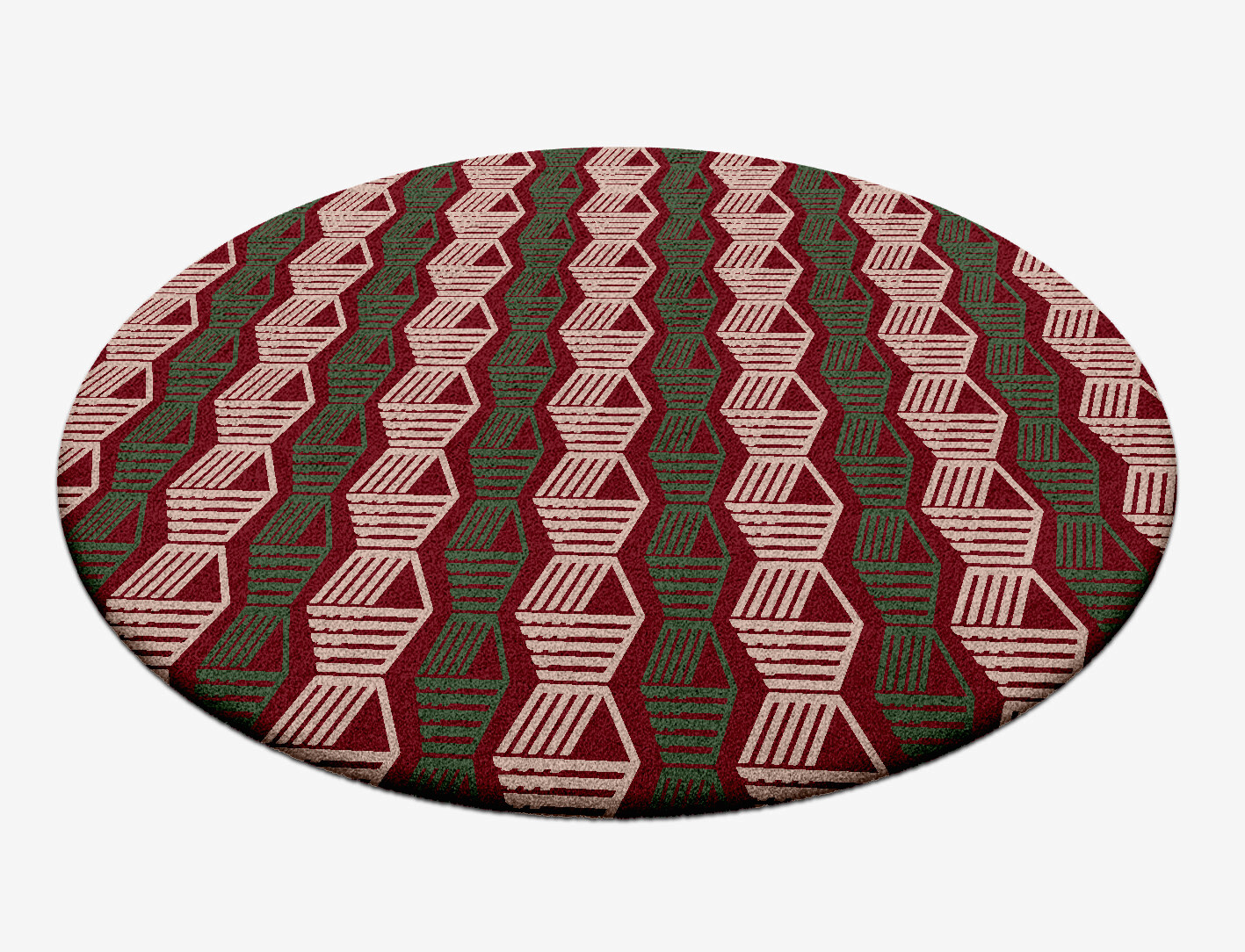 Links Geometric Round Hand Tufted Pure Wool Custom Rug by Rug Artisan