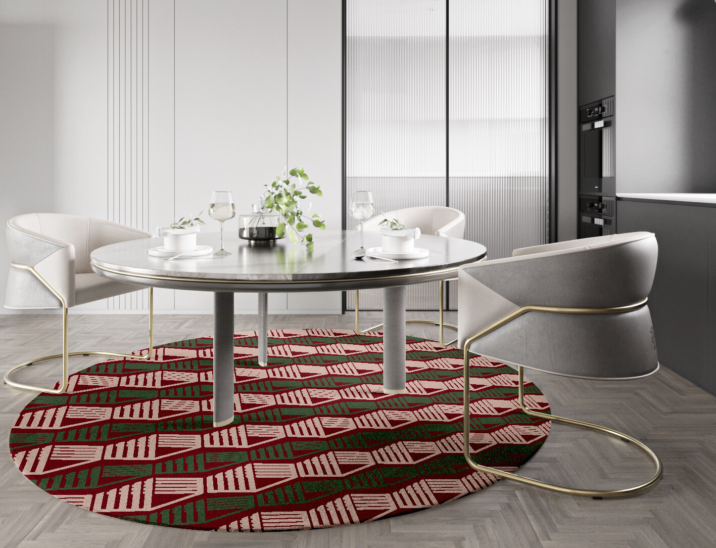 Links Geometric Round Hand Tufted Pure Wool Custom Rug by Rug Artisan