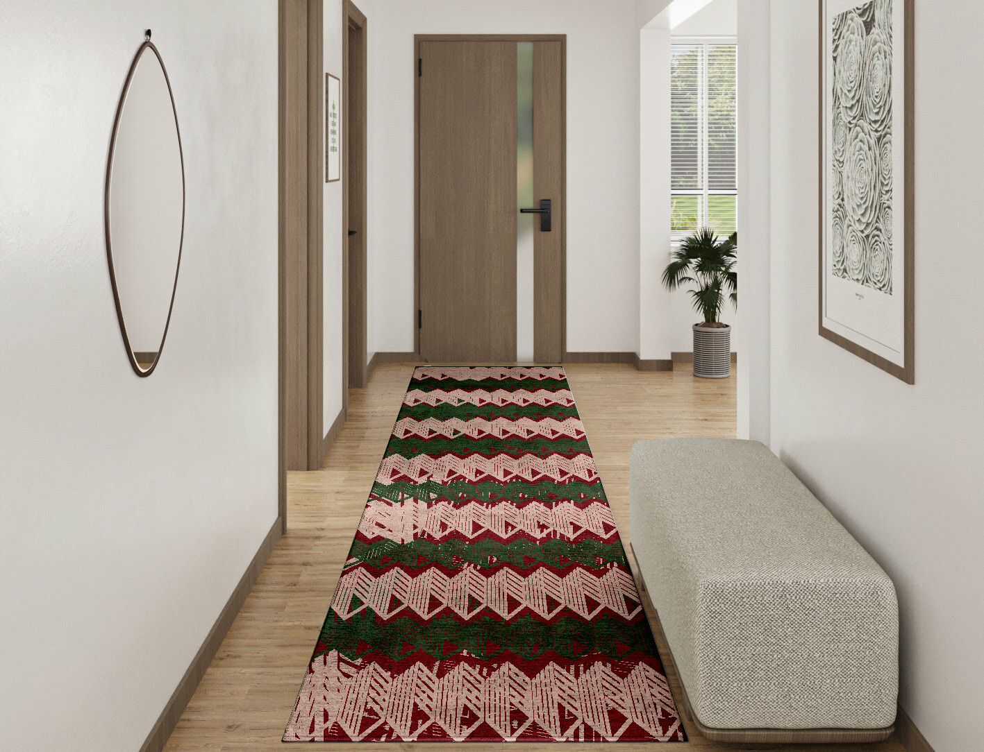 Links Geometric Runner Hand Tufted Bamboo Silk Custom Rug by Rug Artisan