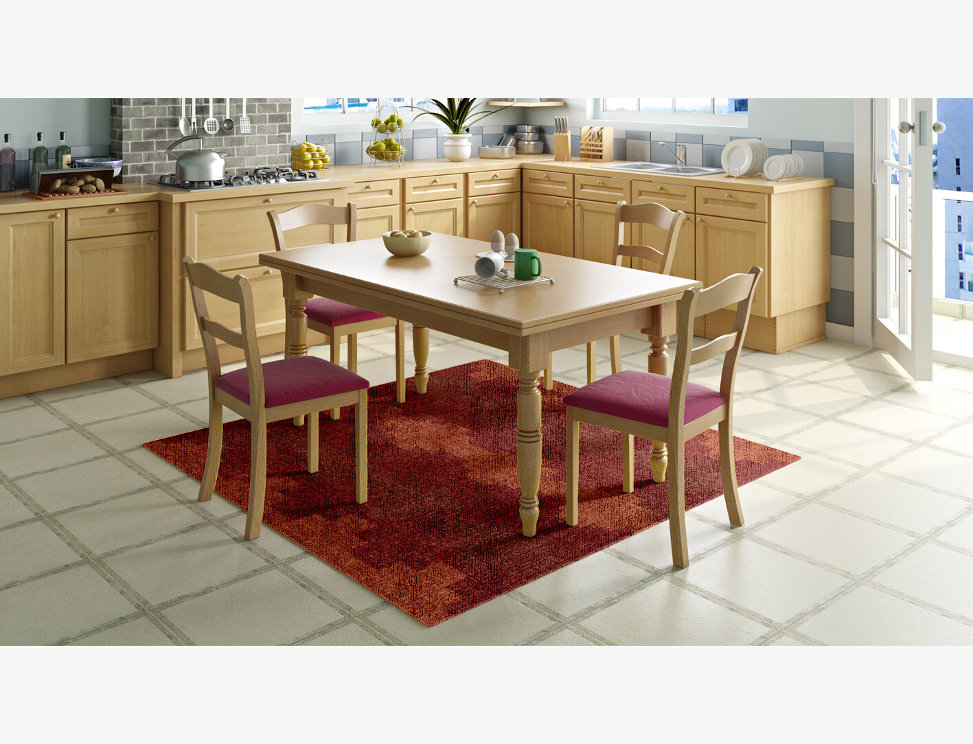 Linon Geometric Square Flatweave Bamboo Silk Custom Rug by Rug Artisan