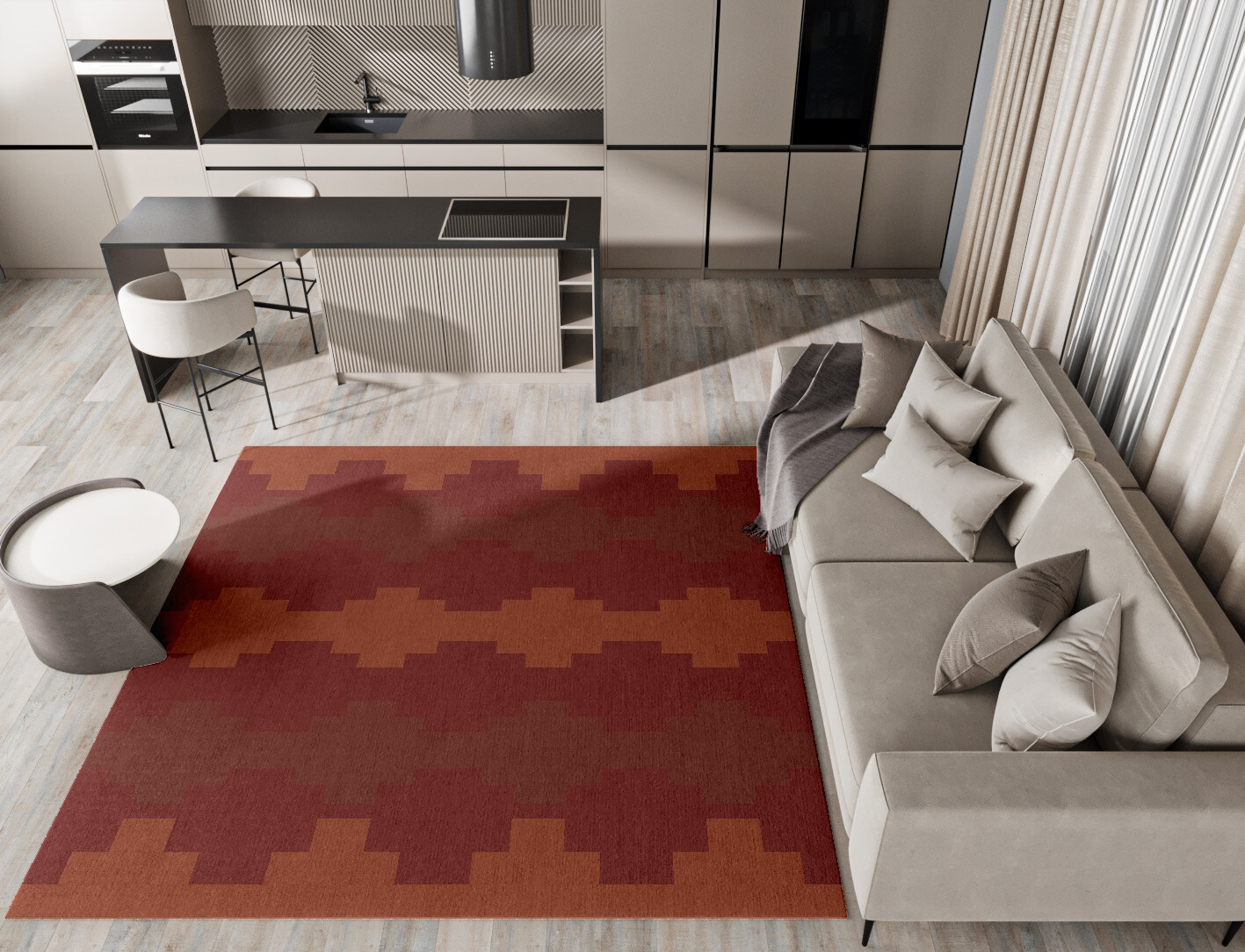 Linon Geometric Square Hand Tufted Pure Wool Custom Rug by Rug Artisan