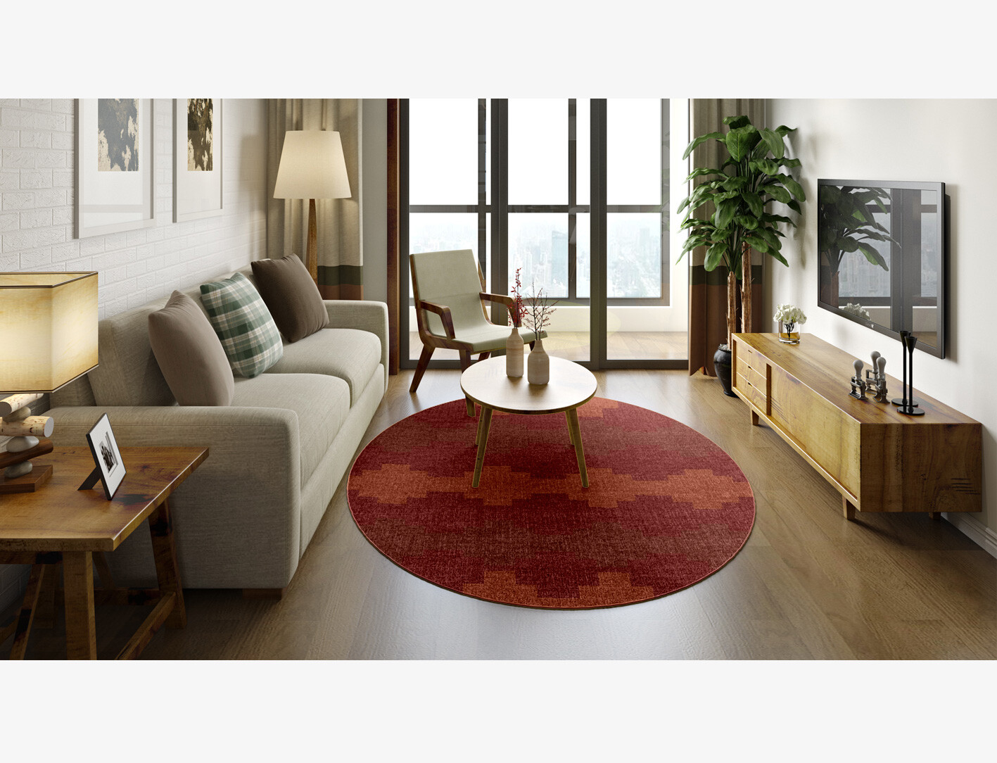 Linon Geometric Oval Outdoor Recycled Yarn Custom Rug by Rug Artisan