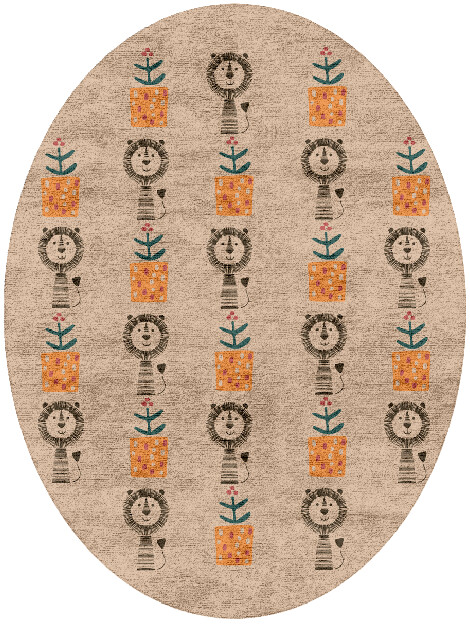 Lion Bling Kids Oval Hand Tufted Bamboo Silk Custom Rug by Rug Artisan
