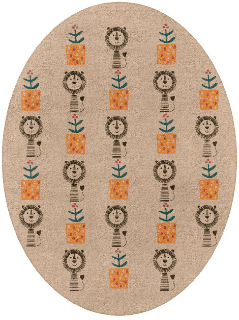 Lion Bling Kids Oval Hand Tufted Pure Wool Custom Rug by Rug Artisan