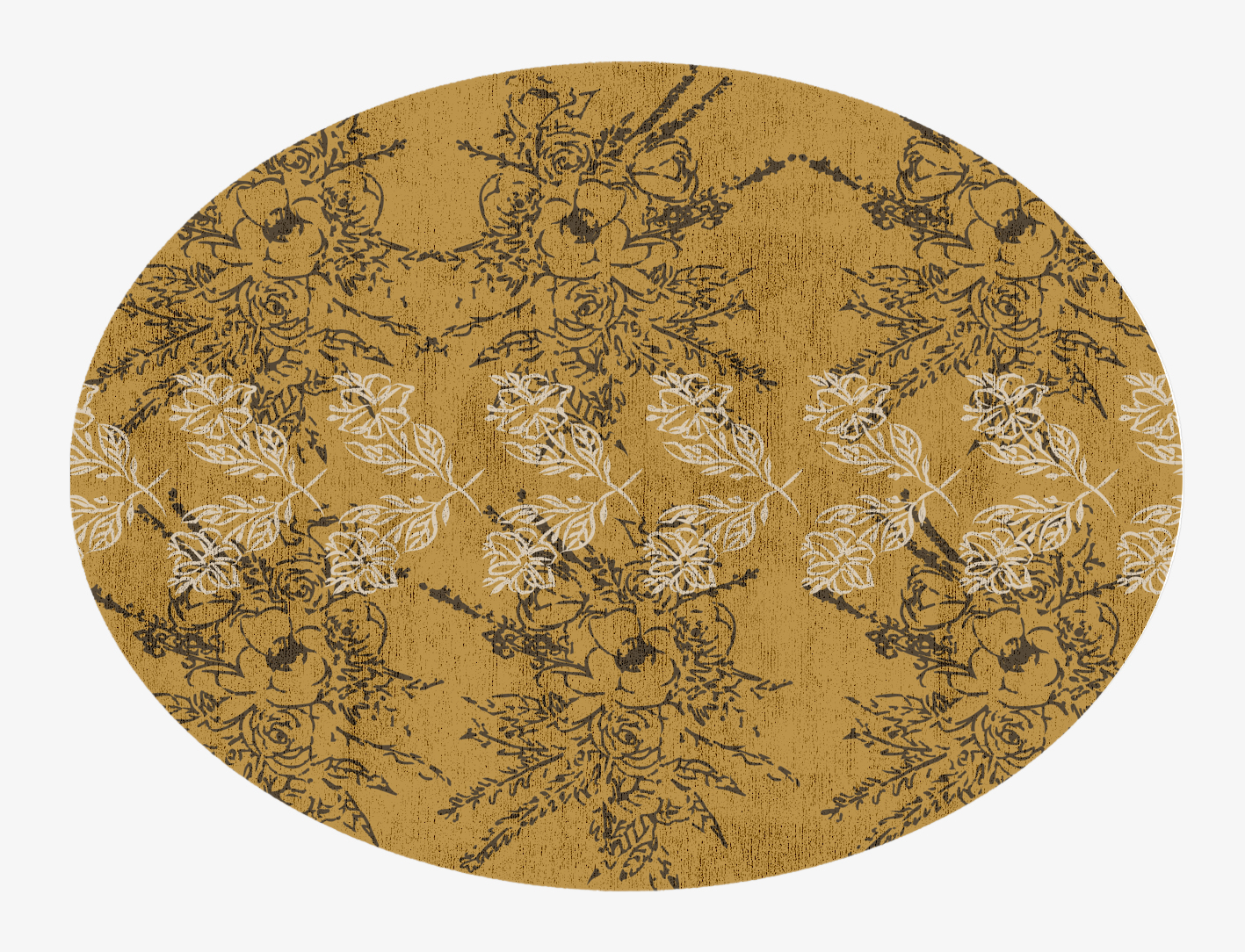 Litho Floral Oval Hand Knotted Bamboo Silk Custom Rug by Rug Artisan