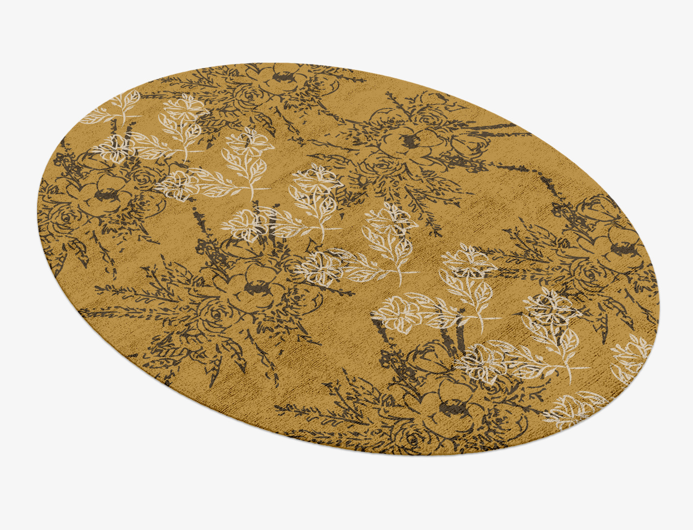 Litho Floral Oval Hand Knotted Bamboo Silk Custom Rug by Rug Artisan