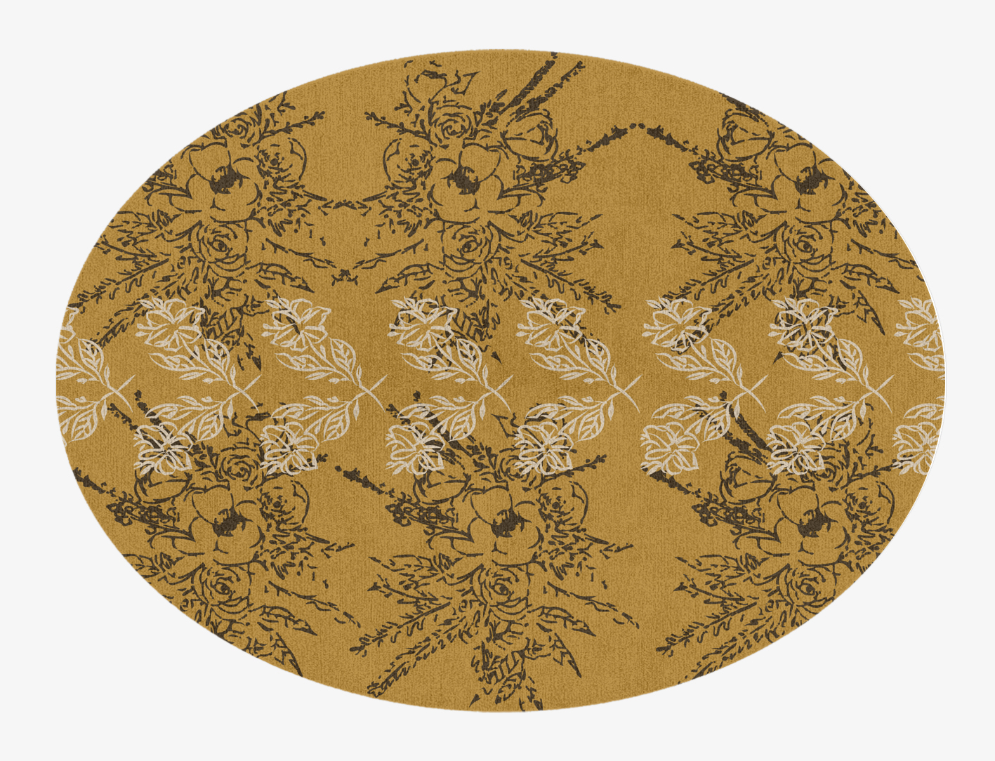 Litho Floral Oval Hand Knotted Tibetan Wool Custom Rug by Rug Artisan
