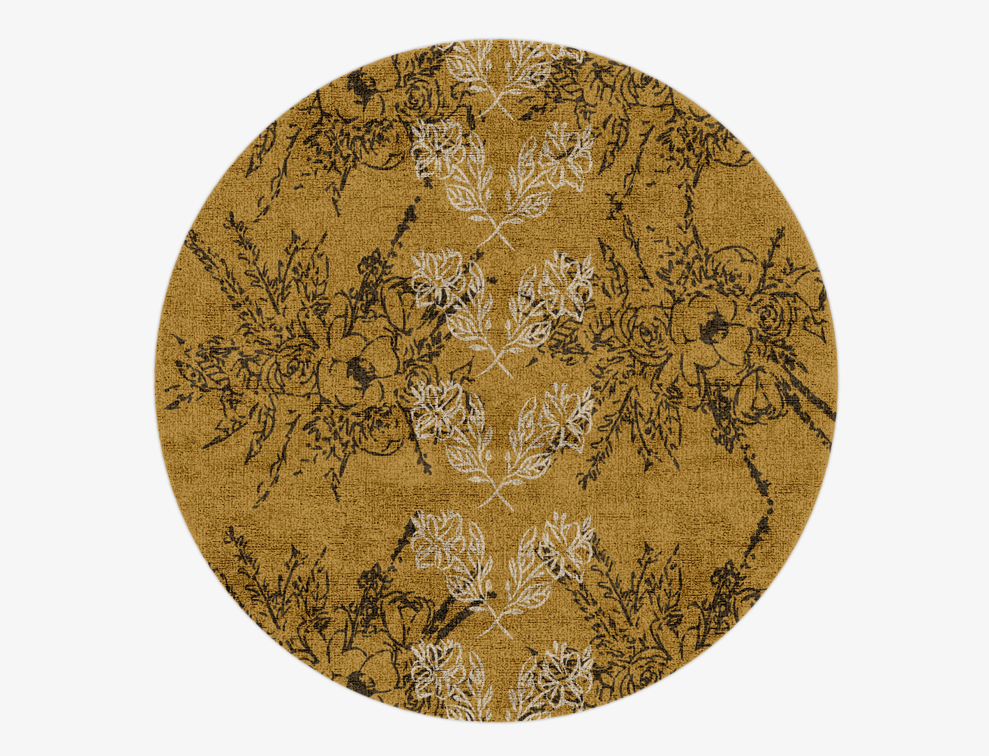 Litho Floral Round Hand Knotted Bamboo Silk Custom Rug by Rug Artisan