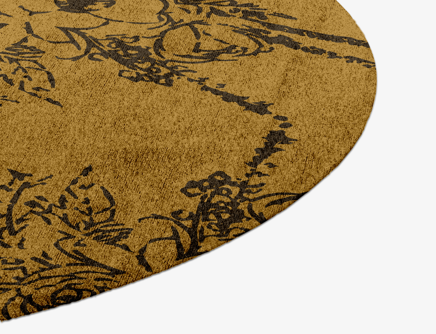 Litho Floral Round Hand Knotted Bamboo Silk Custom Rug by Rug Artisan