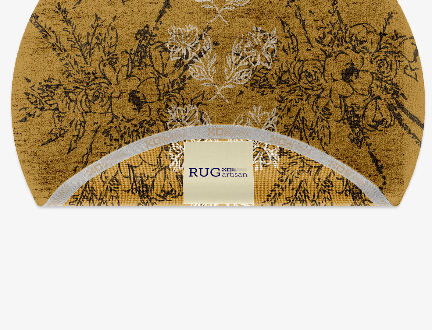 Litho Floral Round Hand Knotted Bamboo Silk Custom Rug by Rug Artisan