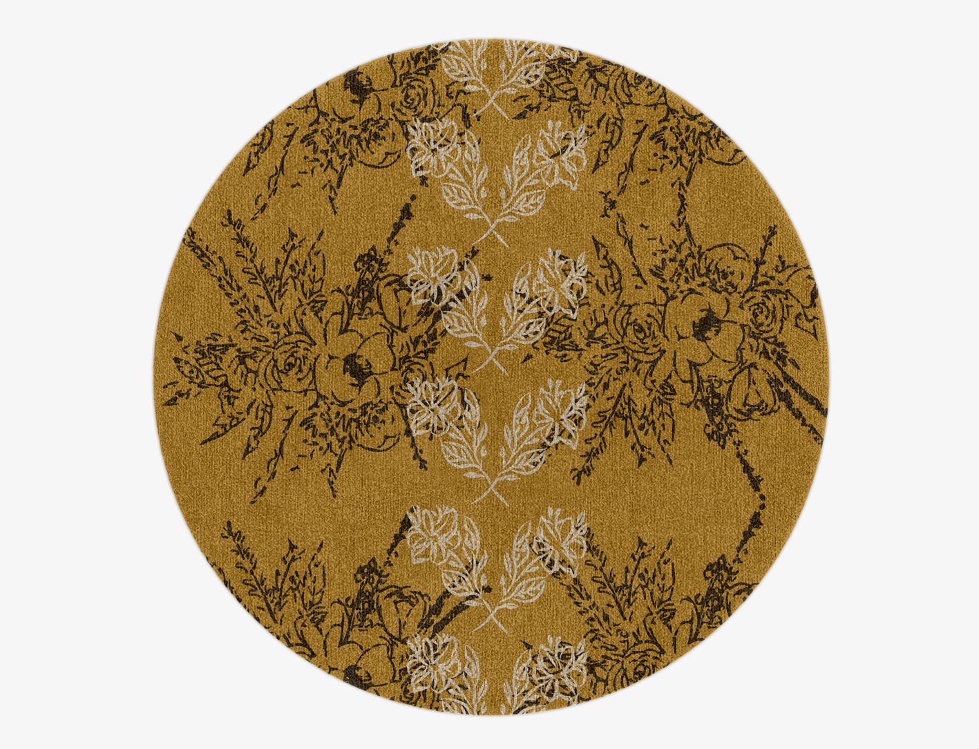 Litho Floral Round Hand Knotted Tibetan Wool Custom Rug by Rug Artisan