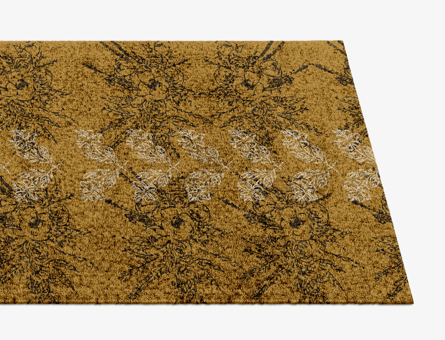 Litho Floral Runner Hand Knotted Bamboo Silk Custom Rug by Rug Artisan