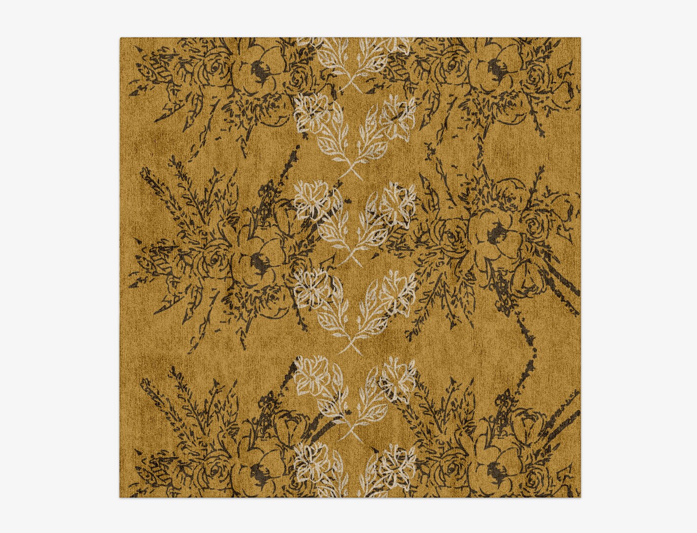 Litho Floral Square Hand Knotted Bamboo Silk Custom Rug by Rug Artisan