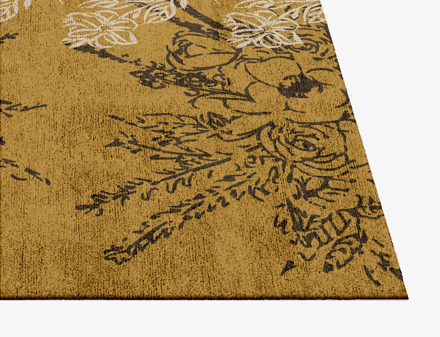 Litho Floral Square Hand Knotted Bamboo Silk Custom Rug by Rug Artisan