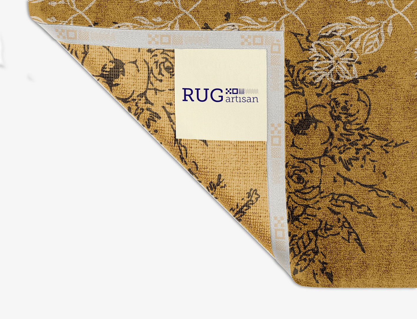 Litho Floral Square Hand Knotted Bamboo Silk Custom Rug by Rug Artisan
