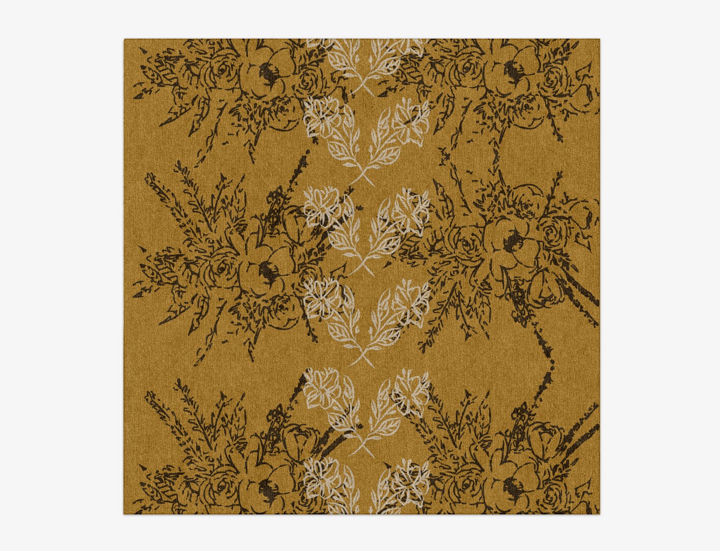 Litho Floral Square Hand Knotted Tibetan Wool Custom Rug by Rug Artisan