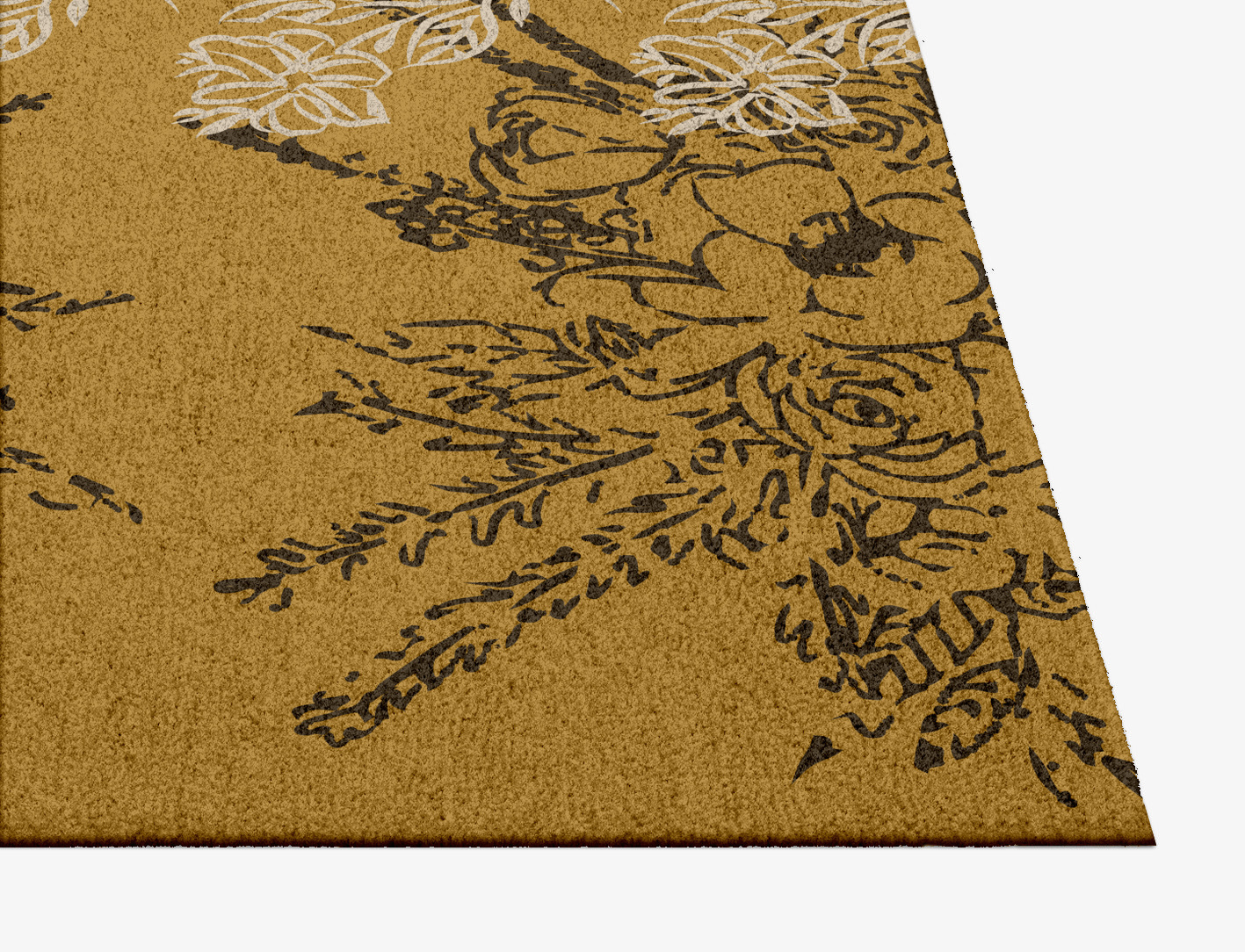 Litho Floral Square Hand Knotted Tibetan Wool Custom Rug by Rug Artisan