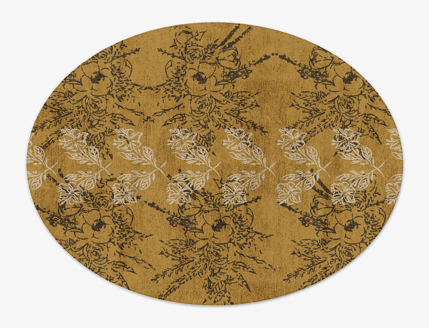 Litho Floral Oval Hand Tufted Bamboo Silk Custom Rug by Rug Artisan