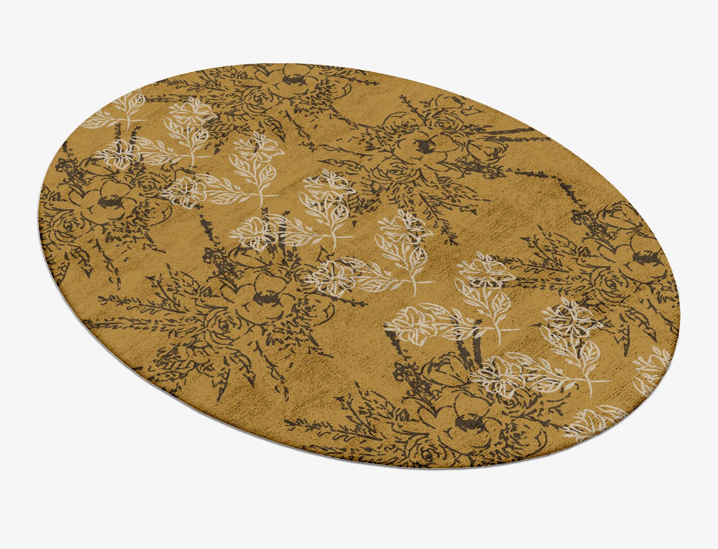 Litho Floral Oval Hand Tufted Bamboo Silk Custom Rug by Rug Artisan