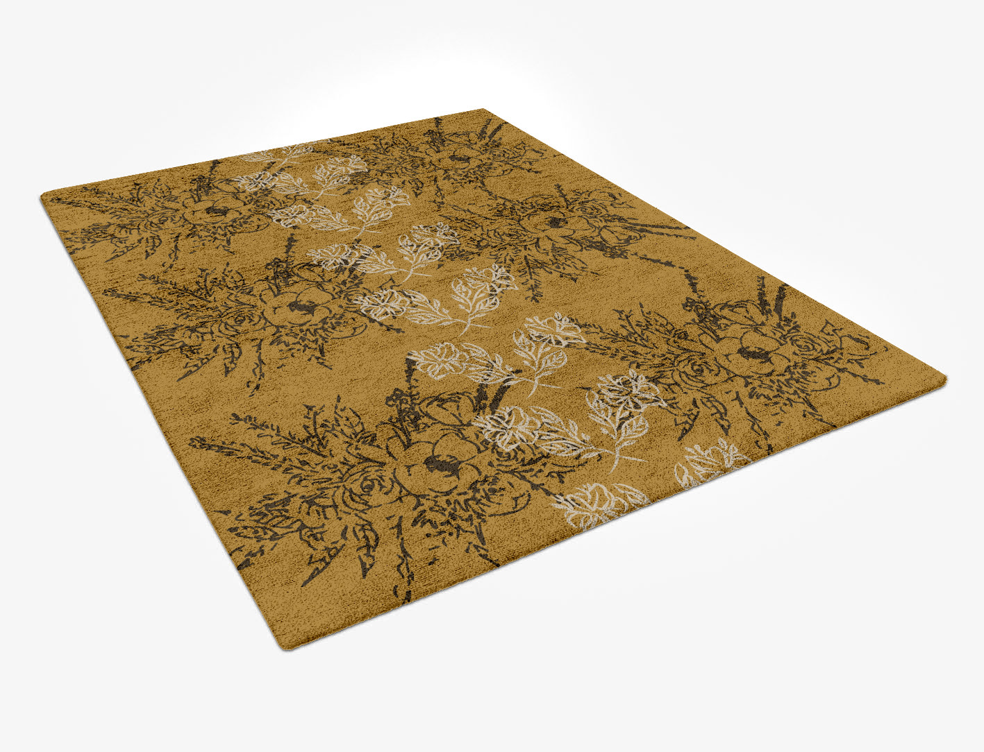 Litho Floral Rectangle Hand Tufted Bamboo Silk Custom Rug by Rug Artisan