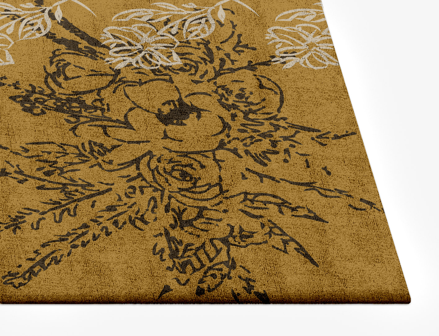 Litho Floral Rectangle Hand Tufted Bamboo Silk Custom Rug by Rug Artisan