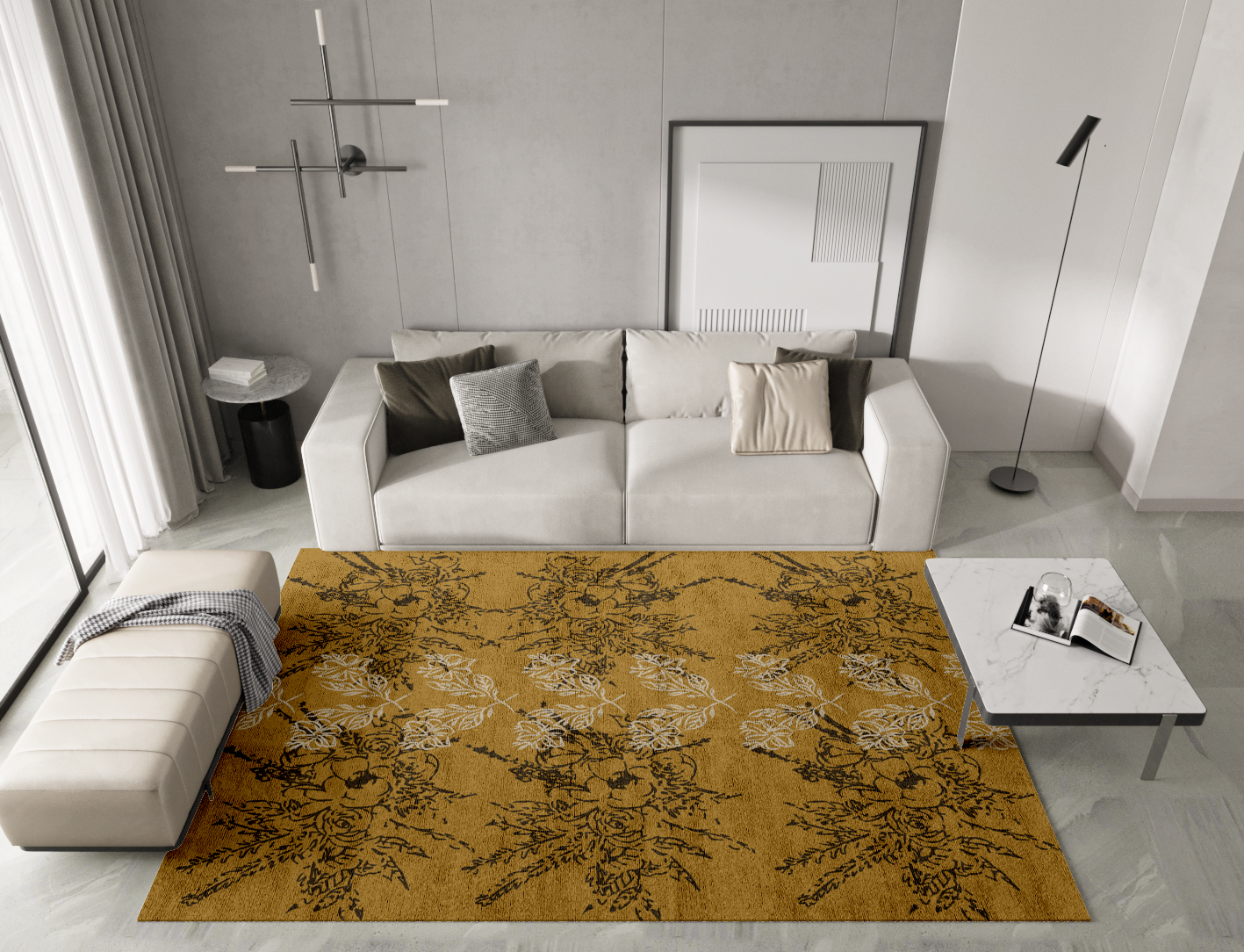 Litho Floral Rectangle Hand Tufted Bamboo Silk Custom Rug by Rug Artisan