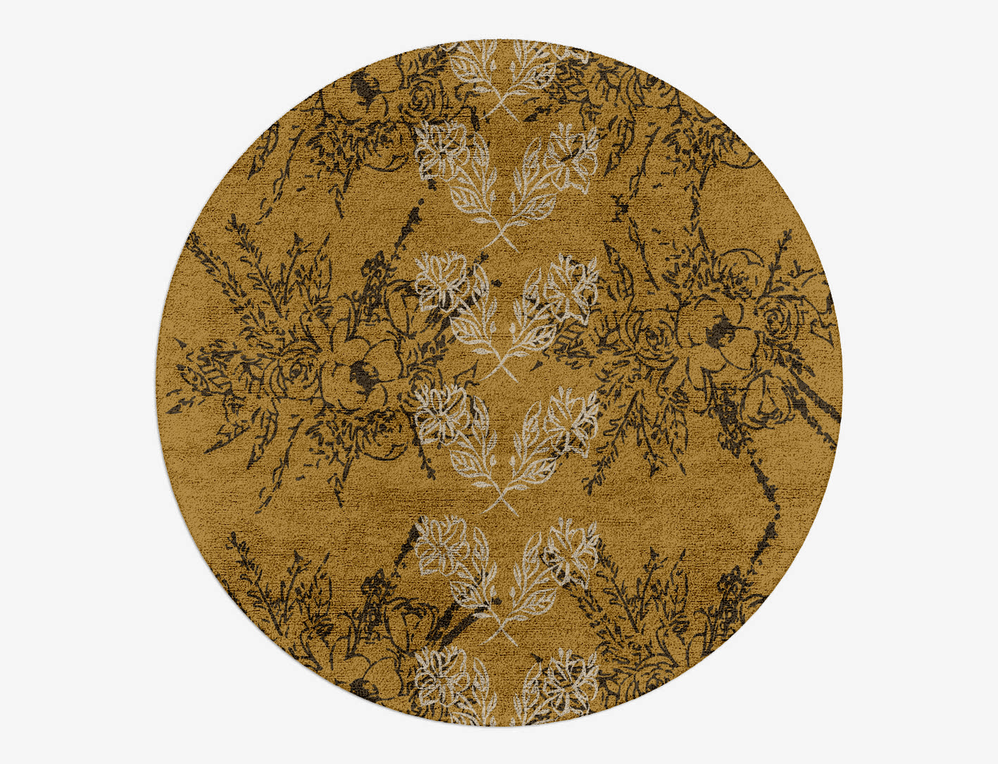 Litho Floral Round Hand Tufted Bamboo Silk Custom Rug by Rug Artisan