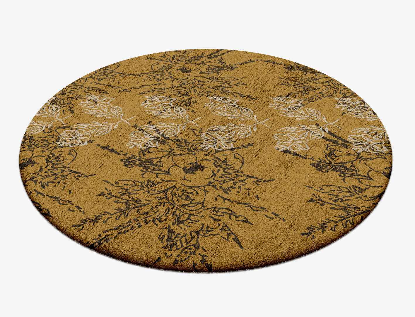 Litho Floral Round Hand Tufted Bamboo Silk Custom Rug by Rug Artisan